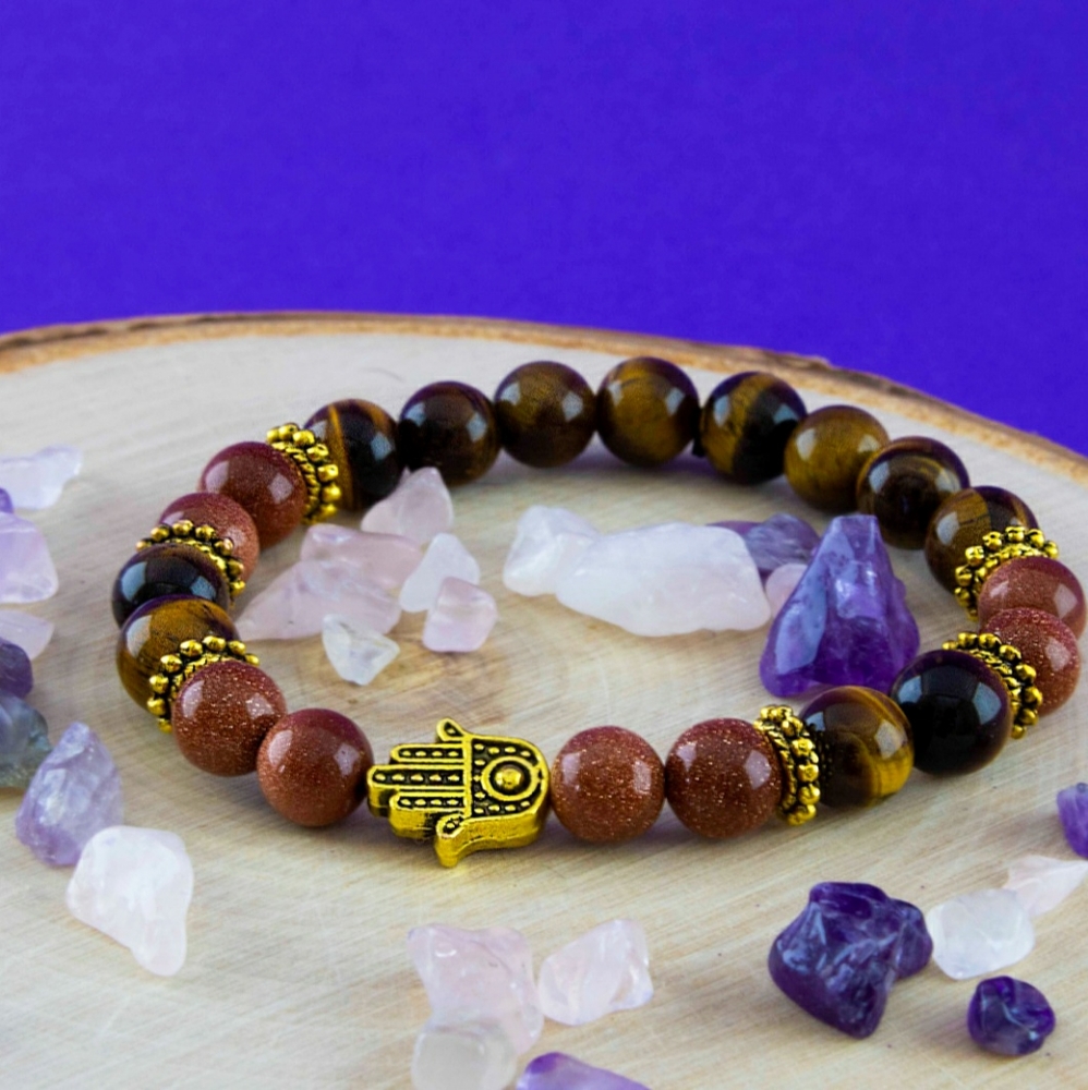 Tigers Eye and Goldstone Bracelet